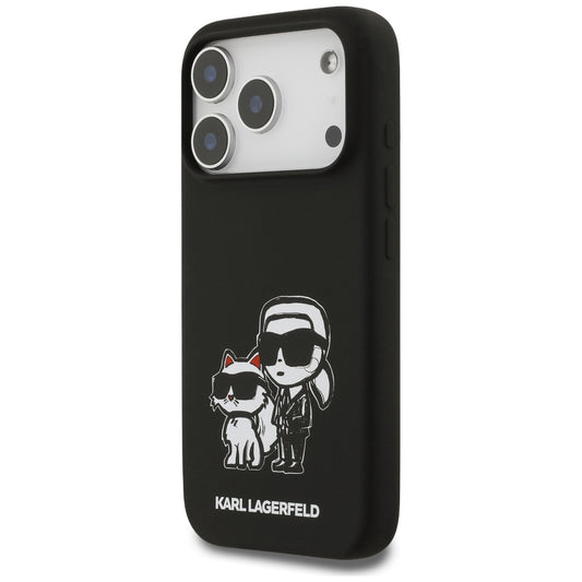 Θήκη για Apple iPhone 17 Pro, Karl Lagerfeld, Sketch and Logo Karl & Choupette, Μαύρη