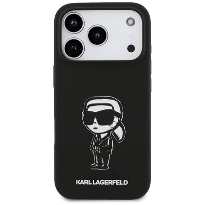 Θήκη για Apple iPhone 17 Pro, Karl Lagerfeld, Sketch and Logo Karl, Μαύρη
