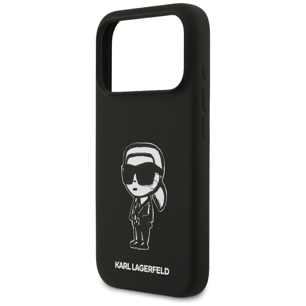 Θήκη για Apple iPhone 17 Pro, Karl Lagerfeld, Sketch and Logo Karl, Μαύρη