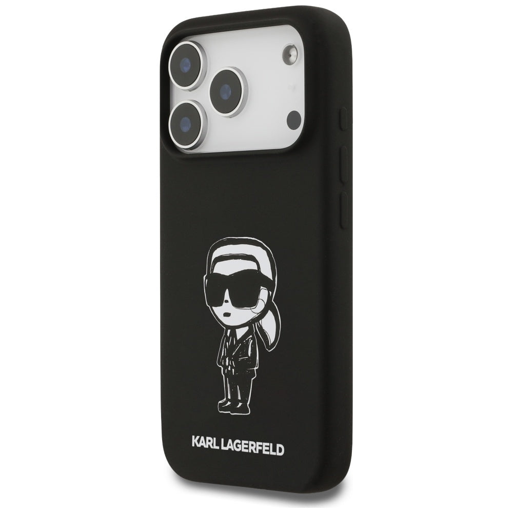 Θήκη για Apple iPhone 17 Pro, Karl Lagerfeld, Sketch and Logo Karl, Μαύρη