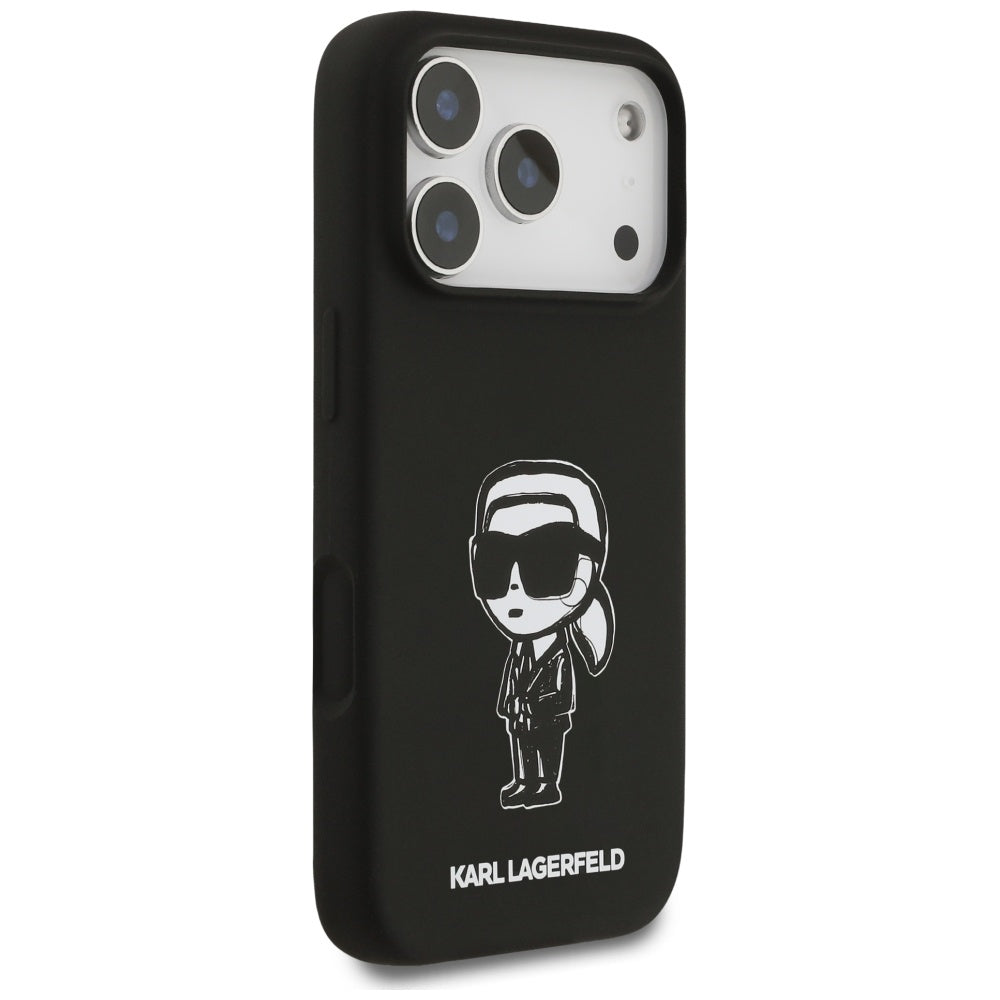 Θήκη για Apple iPhone 17 Pro, Karl Lagerfeld, Sketch and Logo Karl, Μαύρη