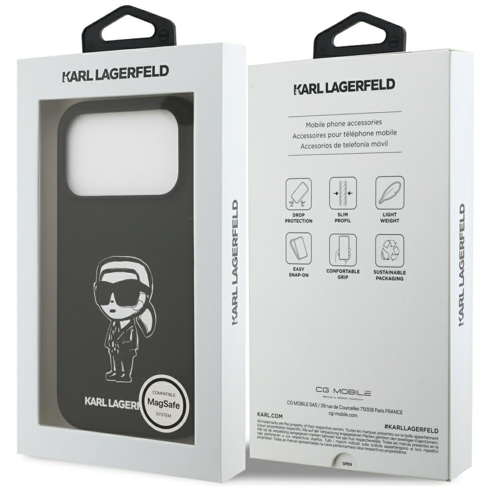 Θήκη για Apple iPhone 17 Pro, Karl Lagerfeld, Sketch and Logo Karl, Μαύρη