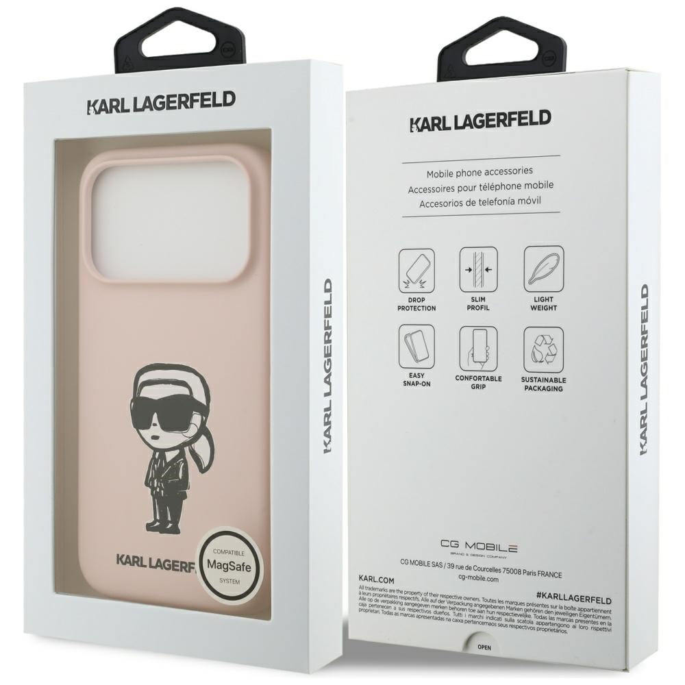 Θήκη για Apple iPhone 17 Pro, Karl Lagerfeld, Sketch and Logo Karl, Ροζ