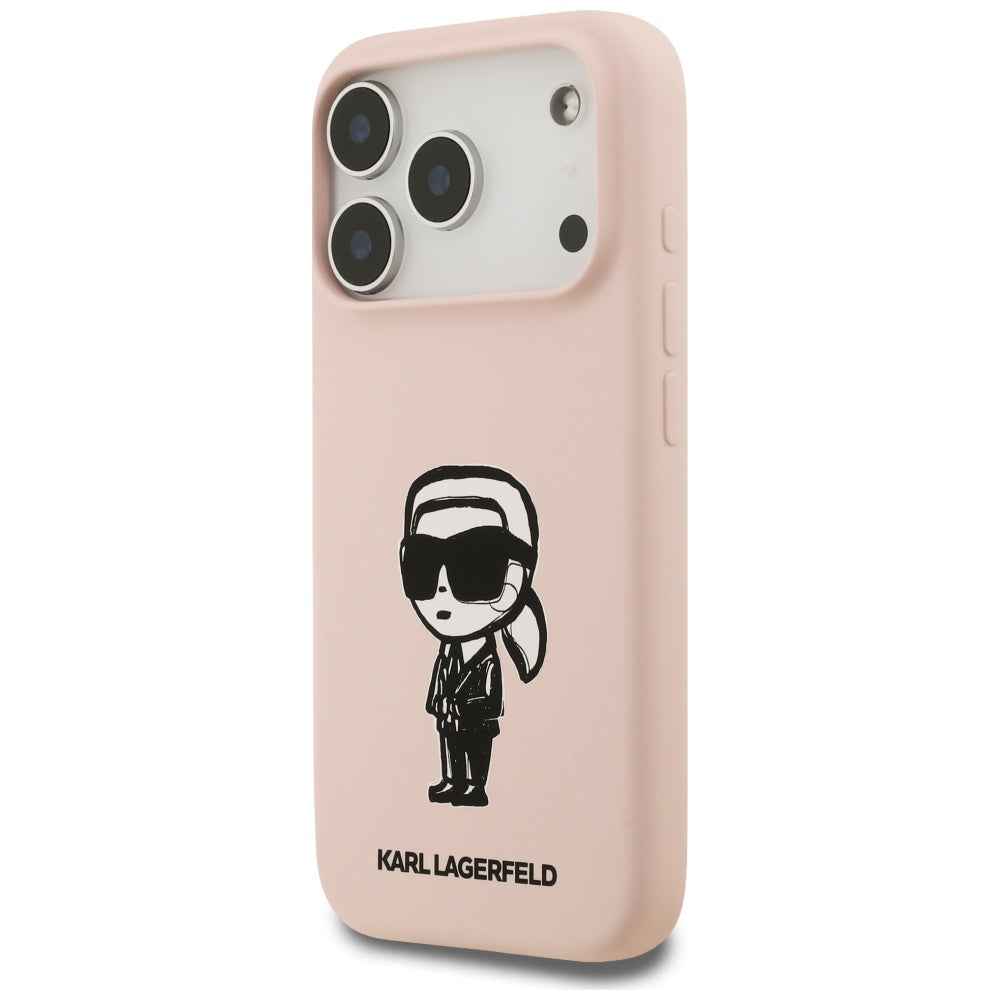 Θήκη για Apple iPhone 17 Pro, Karl Lagerfeld, Sketch and Logo Karl, Ροζ