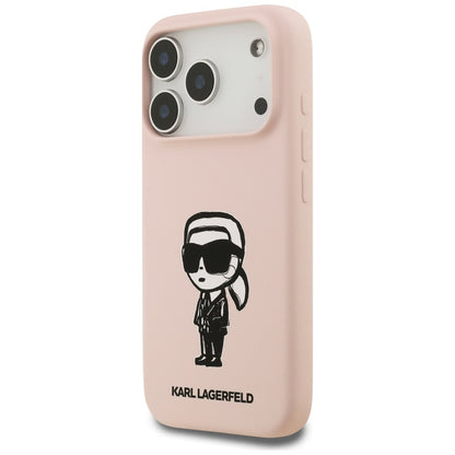 Θήκη για Apple iPhone 17 Pro, Karl Lagerfeld, Sketch and Logo Karl, Ροζ