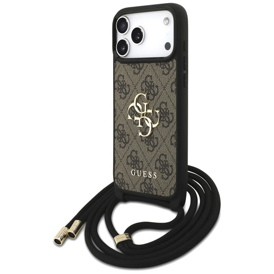 Θήκη για Apple iPhone 17 Pro Max, Guess, 4G CBDY Big Logo with Cord Strap, Καφέ