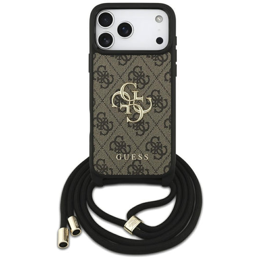 Θήκη για Apple iPhone 17 Pro Max, Guess, 4G CBDY Big Logo with Cord Strap, Καφέ