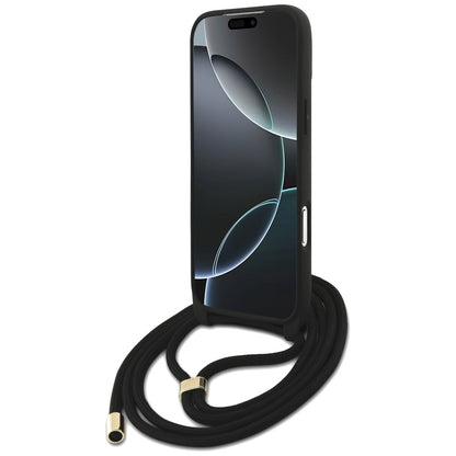 Case for Apple iPhone 17 Pro Max, Guess, 4G CBDY Big Logo with Cord Strap, Brown