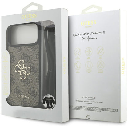 Case for Apple iPhone 17 Pro Max, Guess, 4G CBDY Big Logo with Cord Strap, Brown