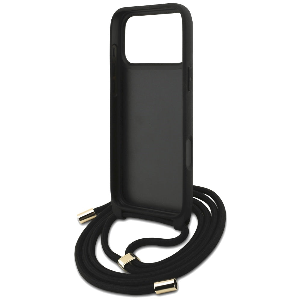 Case for Apple iPhone 17 Pro Max, Guess, 4G CBDY Big Logo with Cord Strap, Brown