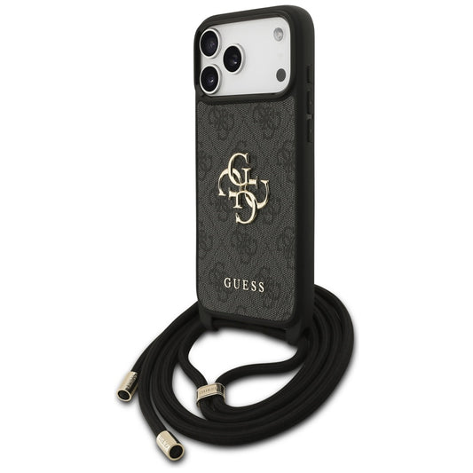 Θήκη για Apple iPhone 17 Pro Max, Guess, 4G CBDY Big Logo with Cord Strap, Μαύρη