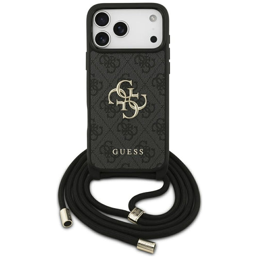 Θήκη για Apple iPhone 17 Pro Max, Guess, 4G CBDY Big Logo with Cord Strap, Μαύρη