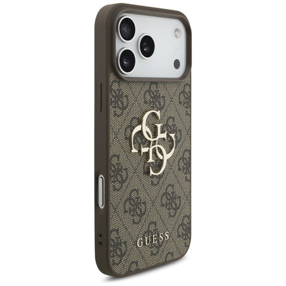 Θήκη για Apple iPhone 17 Pro Max, Guess, 4G Classic Logo με Λουράκι από Μαργαριτάρι, Καφέ