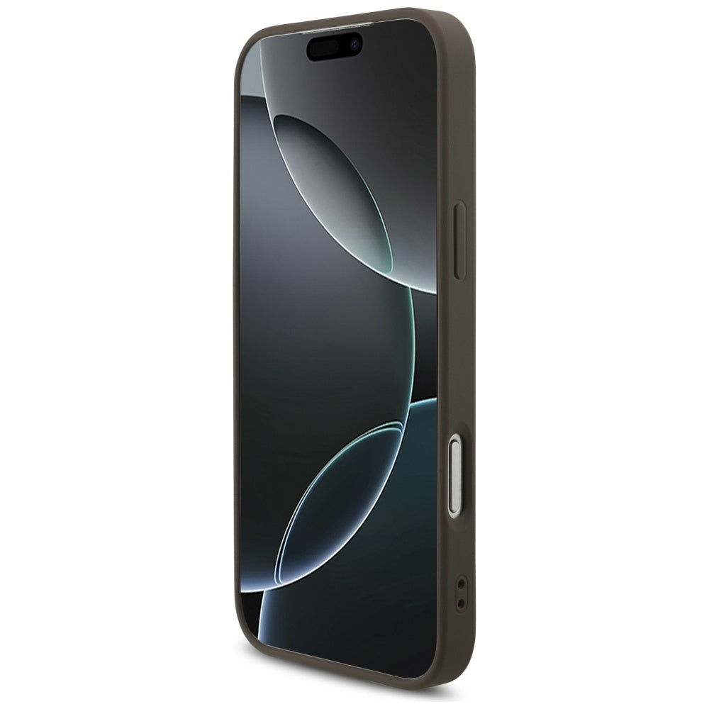 Θήκη για Apple iPhone 17 Pro Max, Guess, 4G Classic Logo με Λουράκι από Μαργαριτάρι, Καφέ