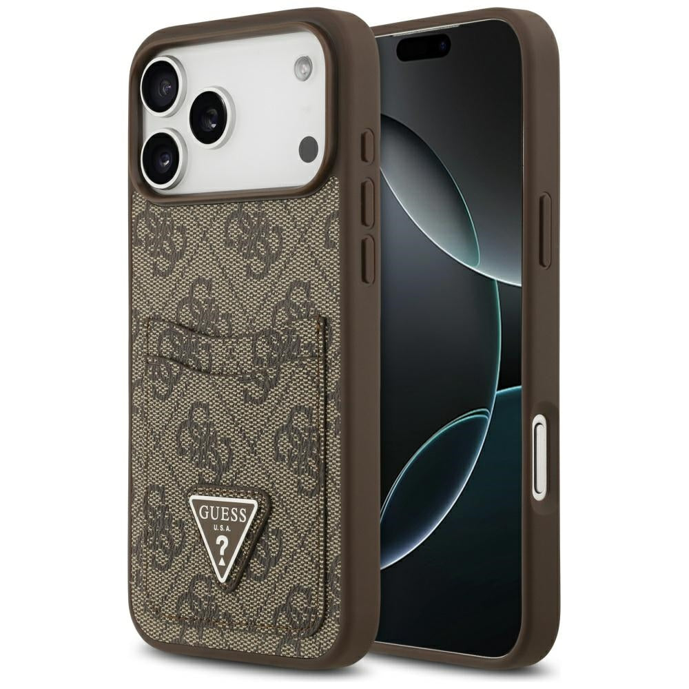 Θήκη για Apple iPhone 17 Pro Max, Guess, 4G Double Card Triangle, Καφέ