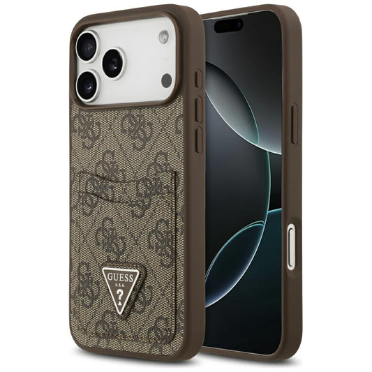 Θήκη για Apple iPhone 17 Pro Max, Guess, 4G Double Card Triangle, Καφέ
