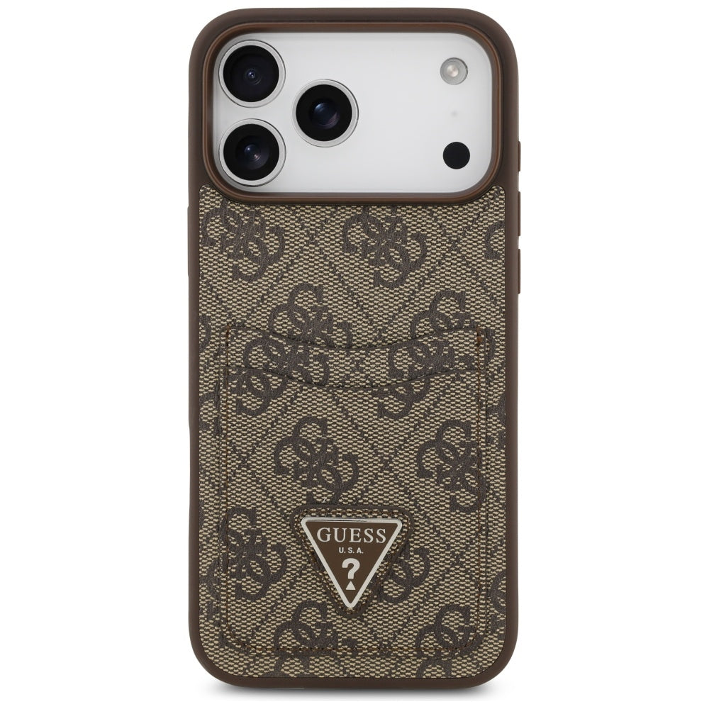 Θήκη για Apple iPhone 17 Pro Max, Guess, 4G Double Card Triangle, Καφέ