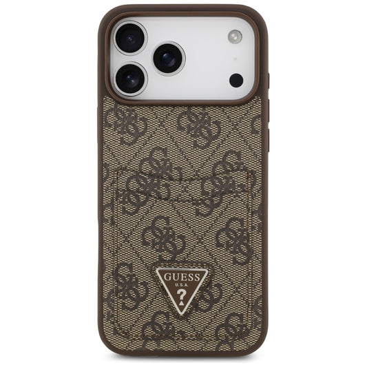 Θήκη για Apple iPhone 17 Pro Max, Guess, 4G Double Card Triangle, Καφέ