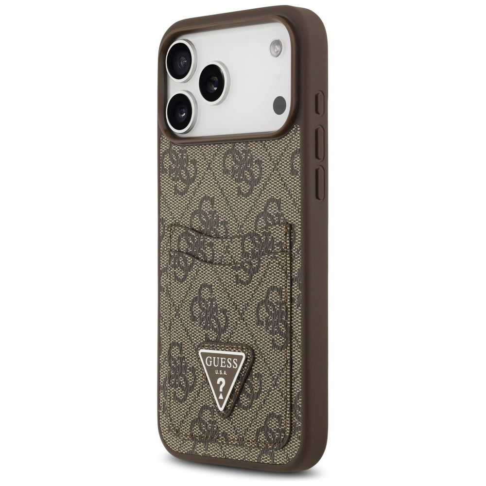Θήκη για Apple iPhone 17 Pro Max, Guess, 4G Double Card Triangle, Καφέ
