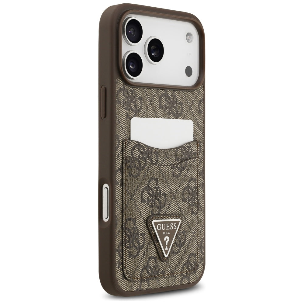 Θήκη για Apple iPhone 17 Pro Max, Guess, 4G Double Card Triangle, Καφέ