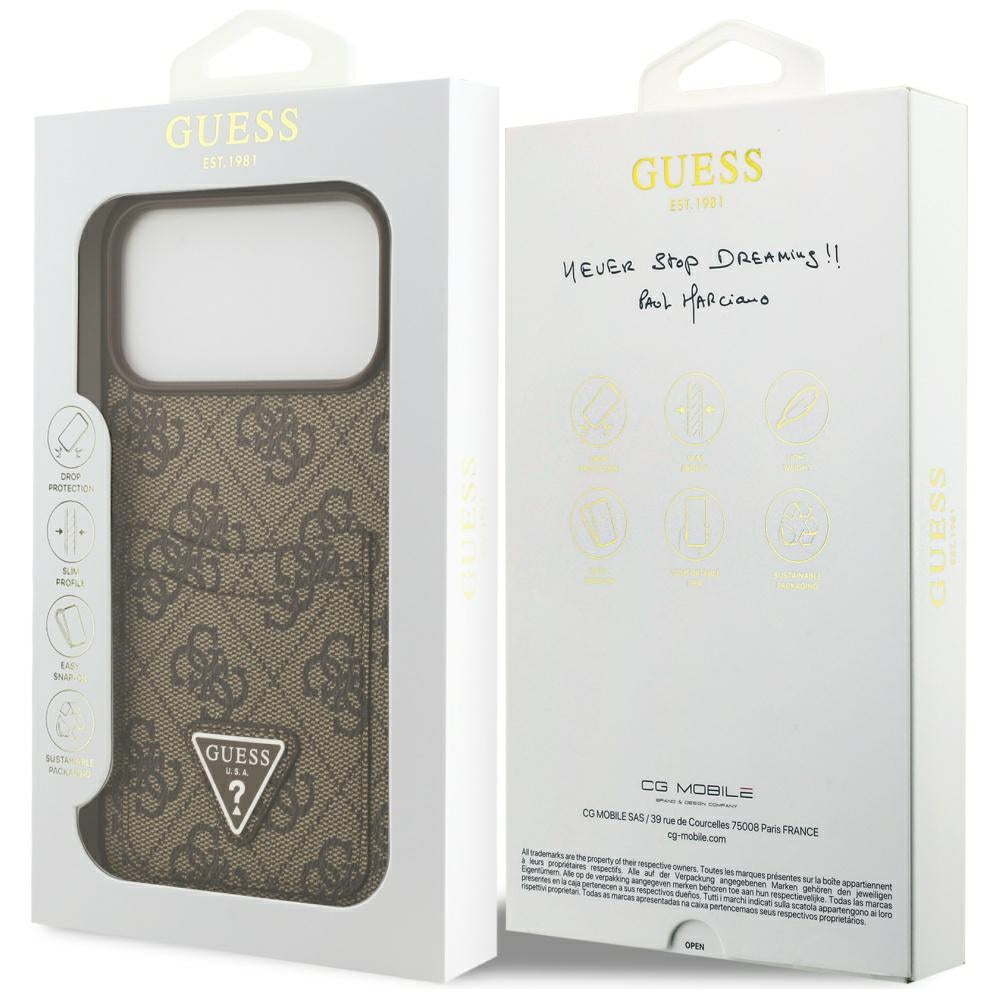 Θήκη για Apple iPhone 17 Pro Max, Guess, 4G Double Card Triangle, Καφέ