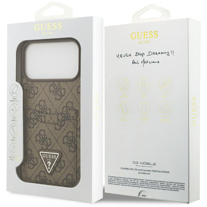 Θήκη για Apple iPhone 17 Pro Max, Guess, 4G Double Card Triangle, Καφέ