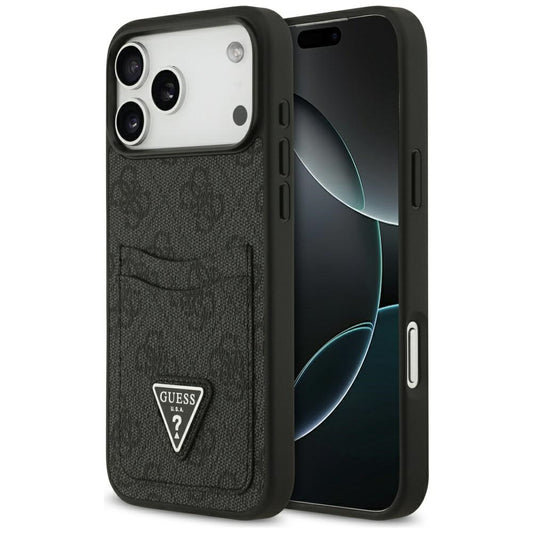 Θήκη για Apple iPhone 17 Pro Max, Guess, 4G Double Card Triangle, Μαύρη