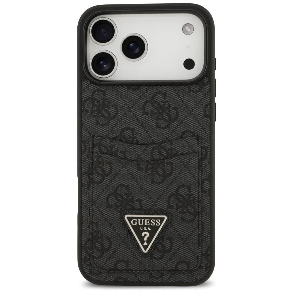 Θήκη για Apple iPhone 17 Pro Max, Guess, 4G Double Card Triangle, Μαύρη