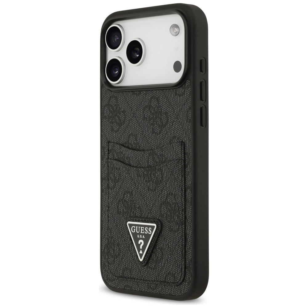 Θήκη για Apple iPhone 17 Pro Max, Guess, 4G Double Card Triangle, Μαύρη