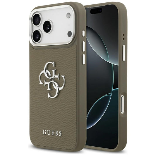 Θήκη για Apple iPhone 17 Pro Max, Guess, 4G Grained Big And Classic Logo, Καφέ Ασημί