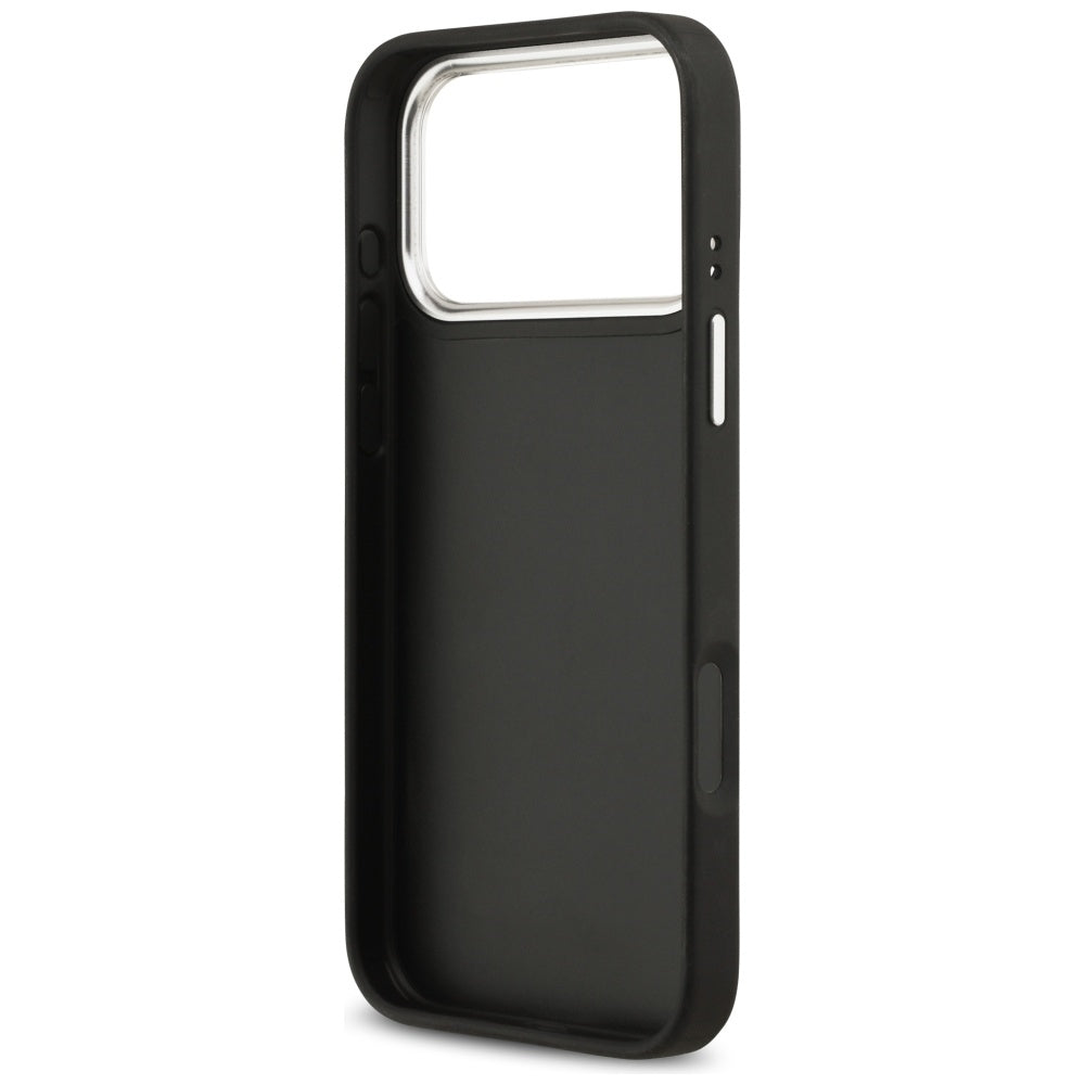 Θήκη για Apple iPhone 17 Pro Max, Guess, 4G Grained Big and Classic Logo, Μαύρη Ασημί