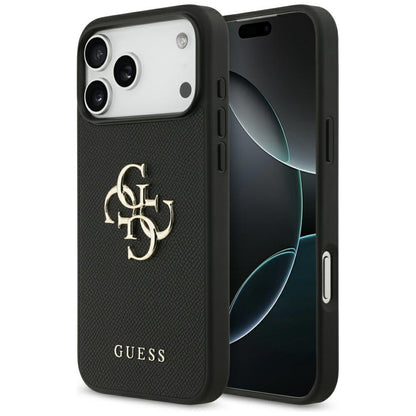 Θήκη για Apple iPhone 17 Pro Max, Guess, 4G Grained Big and Classic Logo, Μαύρη
