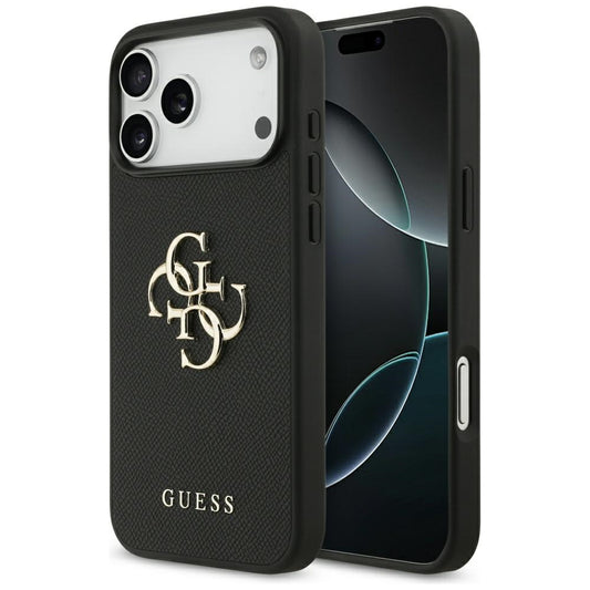 Θήκη για Apple iPhone 17 Pro Max, Guess, 4G Grained Big and Classic Logo, Μαύρη
