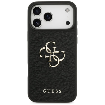 Θήκη για Apple iPhone 17 Pro Max, Guess, 4G Grained Big and Classic Logo, Μαύρη