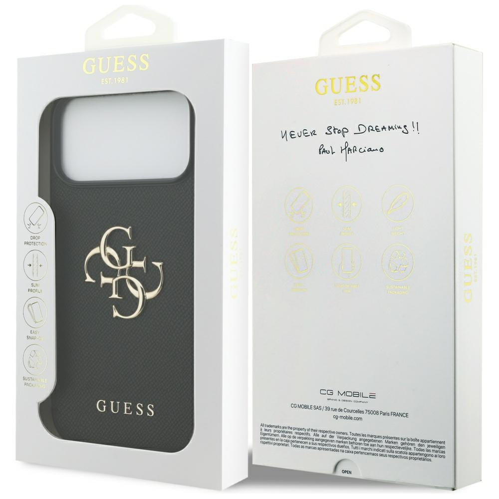 Θήκη για Apple iPhone 17 Pro Max, Guess, 4G Grained Big and Classic Logo, Μαύρη