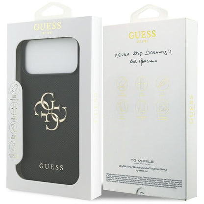 Θήκη για Apple iPhone 17 Pro Max, Guess, 4G Grained Big and Classic Logo, Μαύρη