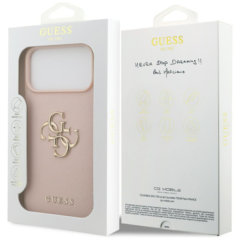 Θήκη για Apple iPhone 17 Pro Max, Guess, 4G Grained Big and Classic Logo, Ροζ