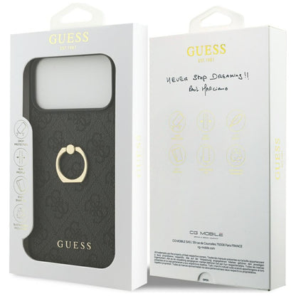 Case for Apple iPhone 17 Pro Max, Guess, 4G Ring Stand, Black