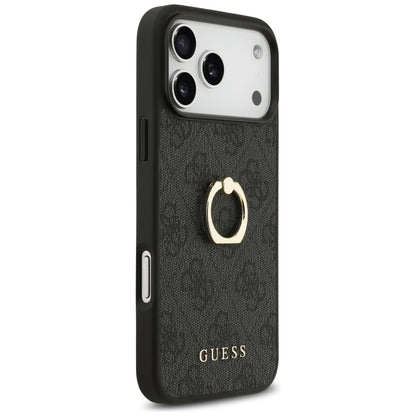 Case for Apple iPhone 17 Pro Max, Guess, 4G Ring Stand, Black