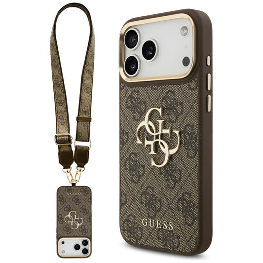 Θήκη για Apple iPhone 17 Pro Max, Guess, Big 4G Classic Logo with Big Strap, Καφέ