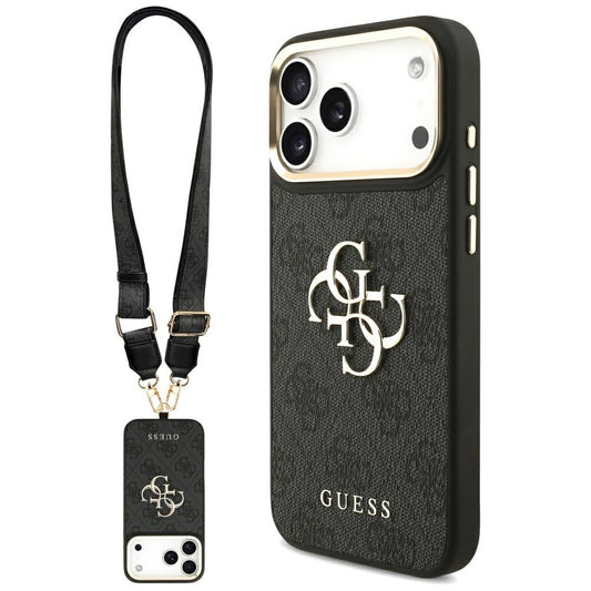 Θήκη για Apple iPhone 17 Pro Max, Guess, Big 4G Classic Logo with Big Strap, Μαύρη
