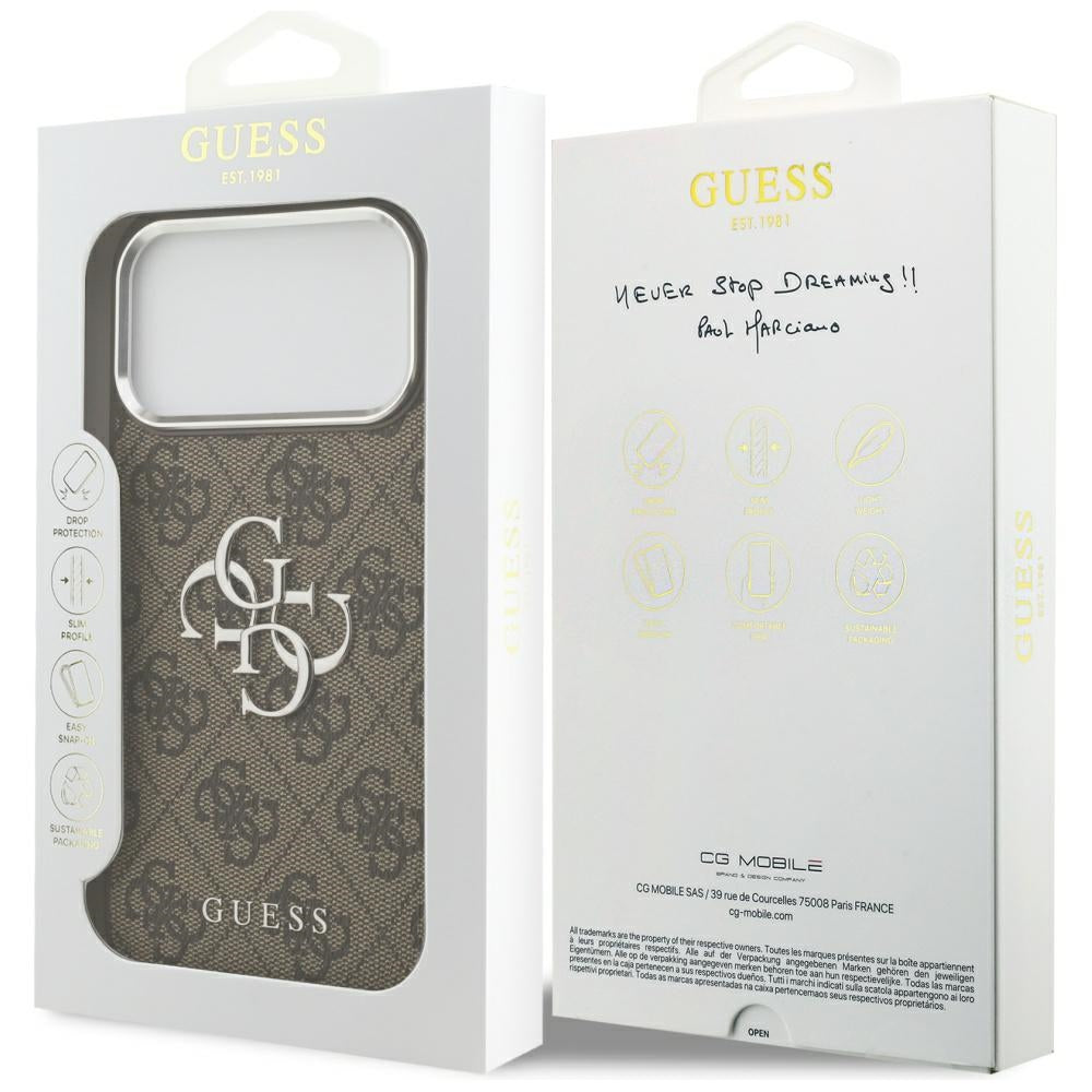 Θήκη για Apple iPhone 17 Pro Max, Guess, Big 4G Logo Classic, Καφέ Ασημί