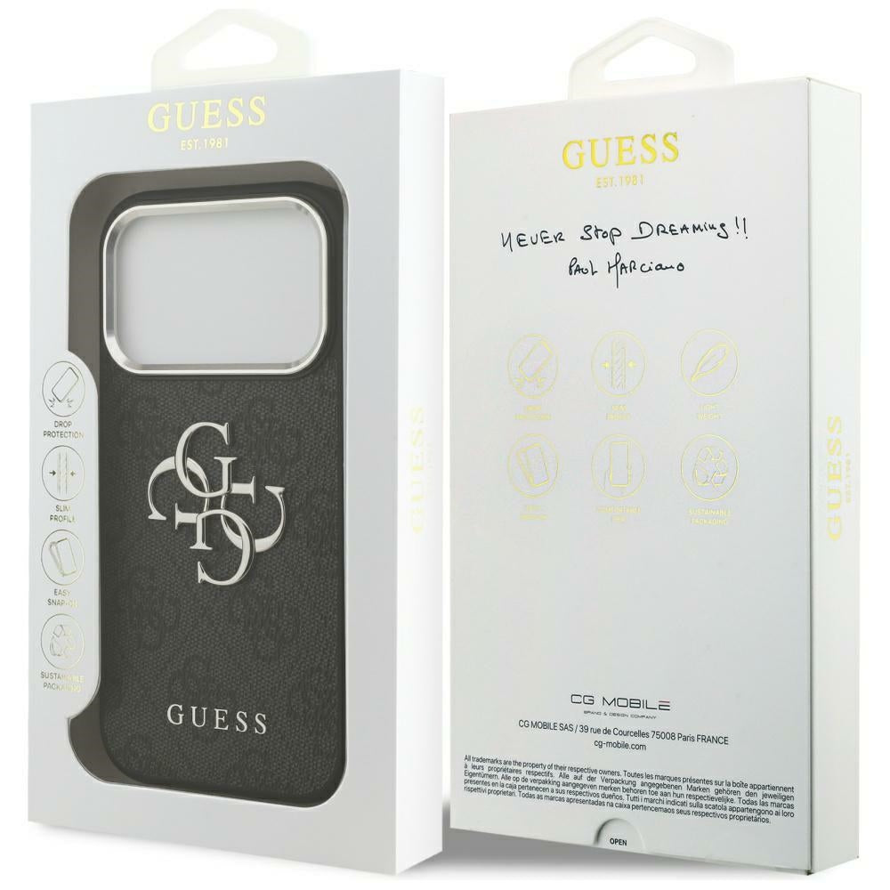 Θήκη για Apple iPhone 17 Pro Max, Guess, Big 4G Logo Classic, Μαύρη Ασημί