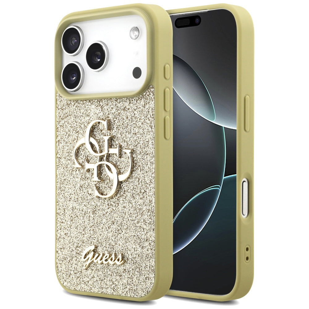 Θήκη για Apple iPhone 17 Pro Max, Guess, Fixed Glitter Big 4G, Χρυσή