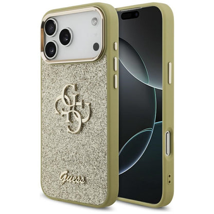 Θήκη για Apple iPhone 17 Pro Max, Guess, Fixed Glitter Big 4G Metal Frame, Χρυσή