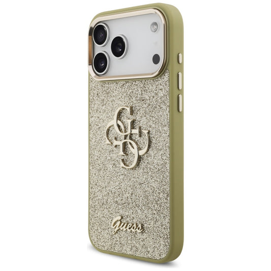 Θήκη για Apple iPhone 17 Pro Max, Guess, Fixed Glitter Big 4G Metal Frame, Χρυσή