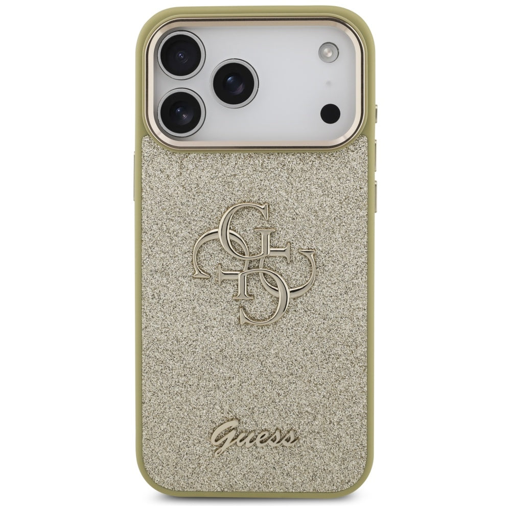 Θήκη για Apple iPhone 17 Pro Max, Guess, Fixed Glitter Big 4G Metal Frame, Χρυσή