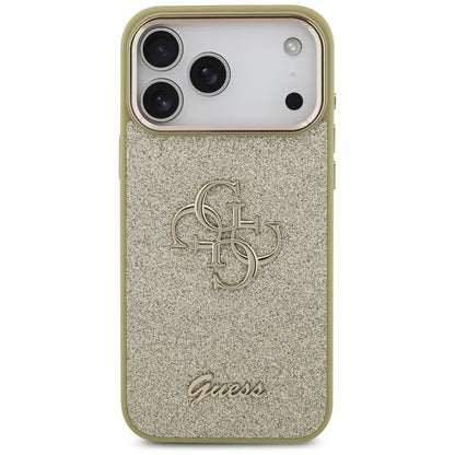 Θήκη για Apple iPhone 17 Pro Max, Guess, Fixed Glitter Big 4G Metal Frame, Χρυσή