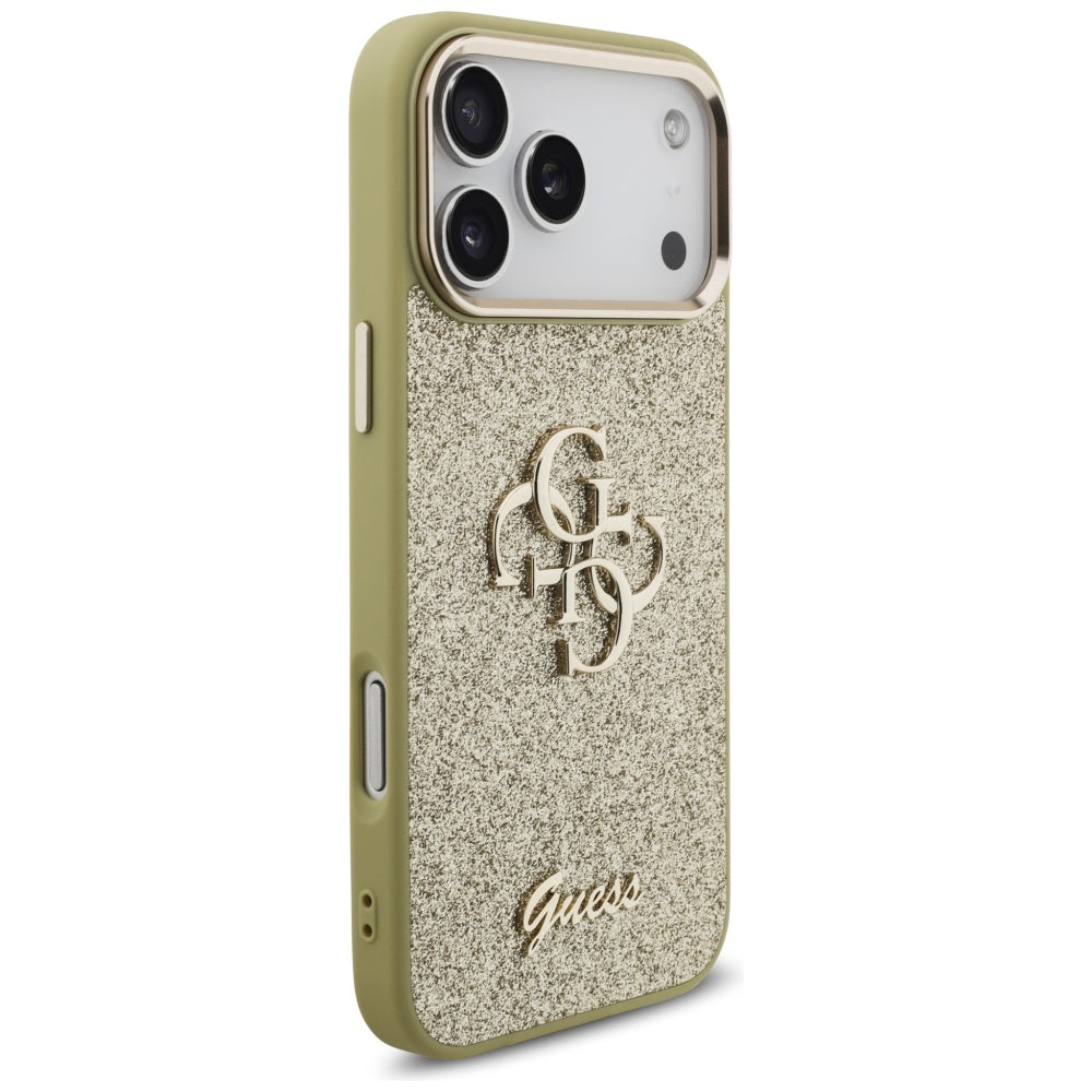 Θήκη για Apple iPhone 17 Pro Max, Guess, Fixed Glitter Big 4G Metal Frame, Χρυσή