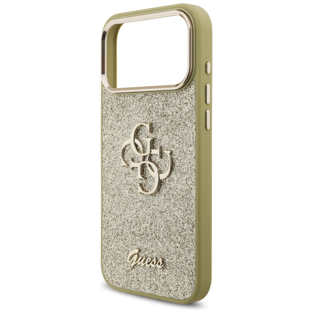 Θήκη για Apple iPhone 17 Pro Max, Guess, Fixed Glitter Big 4G Metal Frame, Χρυσή
